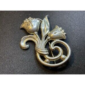 Vintage Sterling Signed Simon Brother Art Nouveau Brooch